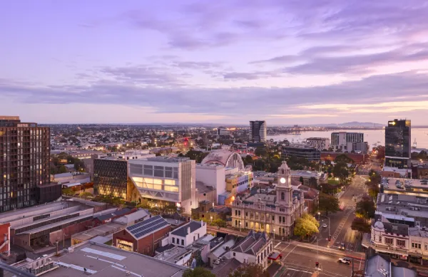 Geelong centre at sunset