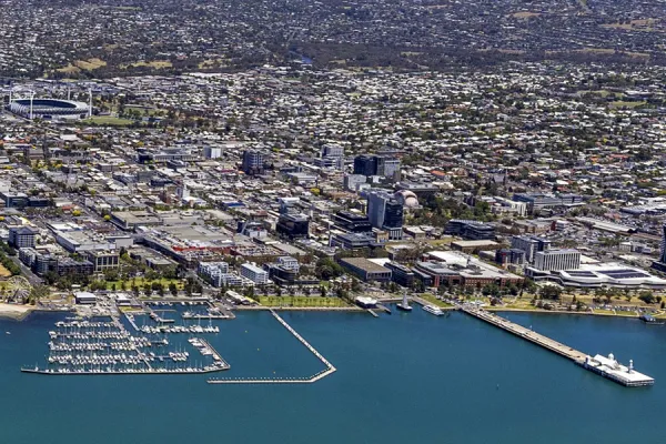 Geelong waterfront aerial view
