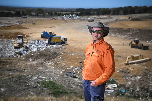 Drysdale landfill Staff member standing at Drysdale landfill