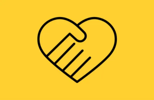 Occupational Violence and Aggression campaign Black heart outline on a yellow background