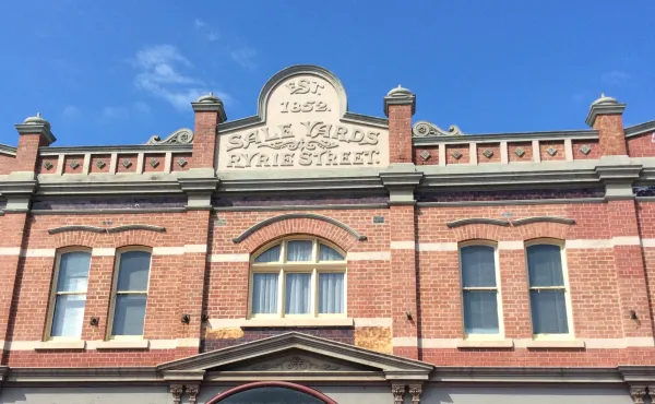 Burn's and Sparrow Market and Saleyards Historic redbrick facade of old sales yard and market