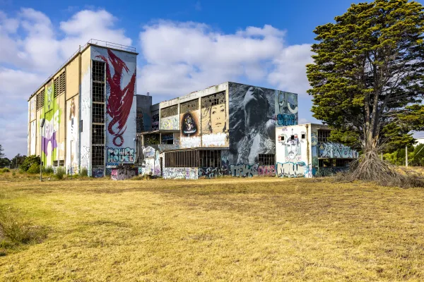Geelong B Power Station covered in street art