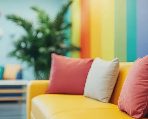 Couch with rainbow colours