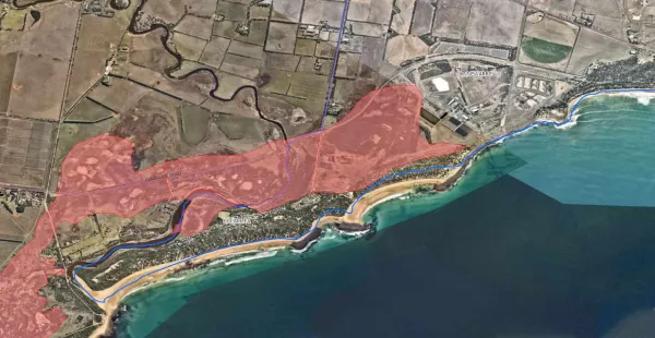 Map of Breamlea mosquito treatment sites