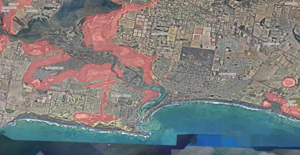 Ocean Grove and Barwon Heads map of mosquito treatment sites