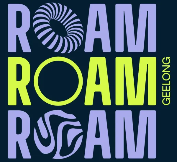 Three ROAM tiered logo in purple and green