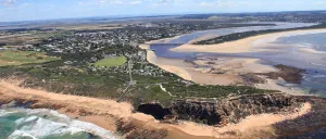 The Barwon river estuary and rugged coastline