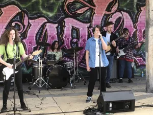 Image of young people performing at the Whittington block party.