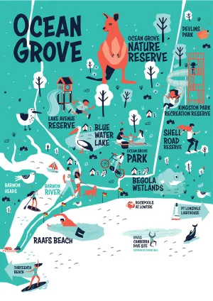 Embrace the space with this illustrative map of hidden gems in Ocean Grove.