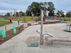 Sand and water play area at the Goldsworth playground.