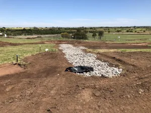 Construction of swale area at the Lara Dog Park.