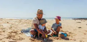 Sef Father Playing With Sons At The Beach - Social Equity Framework - Our broader sustainability priorities