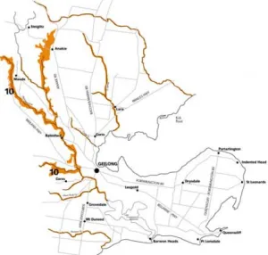 Zone10Map - Barwon and Moorabool valleys, rivers and major creeks indigenous plants