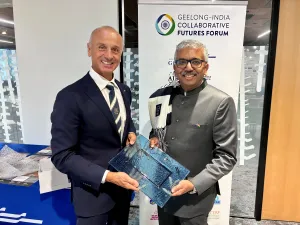 City of Greater Geelong Mayor Cr Dr Stretch Kontelj welcomes Consul General of India in Melbourne Shri Anish Rajan to Geelong