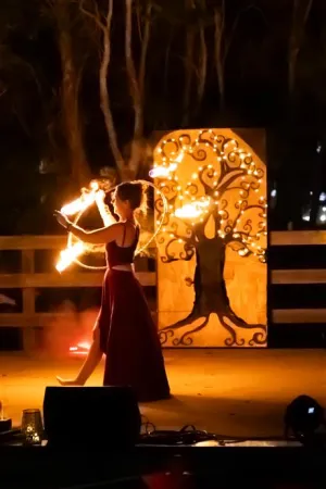 Image of ladies twirling fire