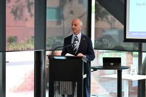 Mayor Stretch Kontelj OAM addresses the first Community of Practice session at Wurriki Nyal