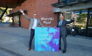 Geelong Chamber of Commerce CEO Jeremy Crawford and Greater Geelong Mayor Stretch Kontelj OAM