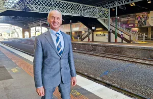 Mayor Stretch Kontelj OAM at Geelong Railway Station