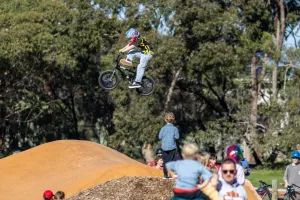 BMX rider testing out the new track