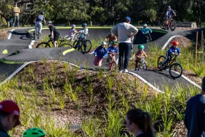 Riders testing out the new asphalt track