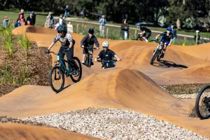 BMX riders testing out the new track