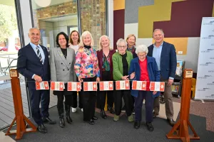 Mayor Stretch Kontelj OAM, Christine Couzens MP, Chilwell Library Group members Tracey Stone and Hilary Hoevenaars, GRLC board deputy chair Cr Elise Wilkinson with Chilwell Library Group members Jan Laidlaw, Lynne Dowling, Dorothy Trezise and Peter Murrihy.