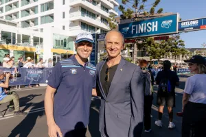 Deputy Mayor Eddy Kontelj and Mayor Stretch Kontelj at Geelong Running Festival