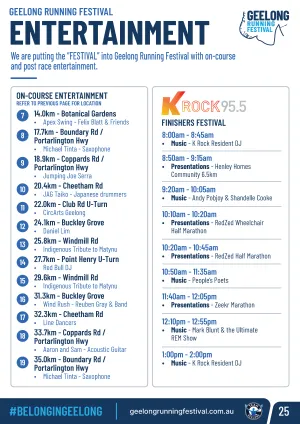 Geelong Running Festival on course music guide