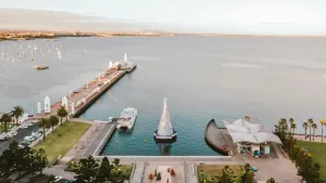Aerial view of Floating Christmas Tree at Geelong Waterfront in 2021