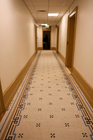 Hallway with original tiles.